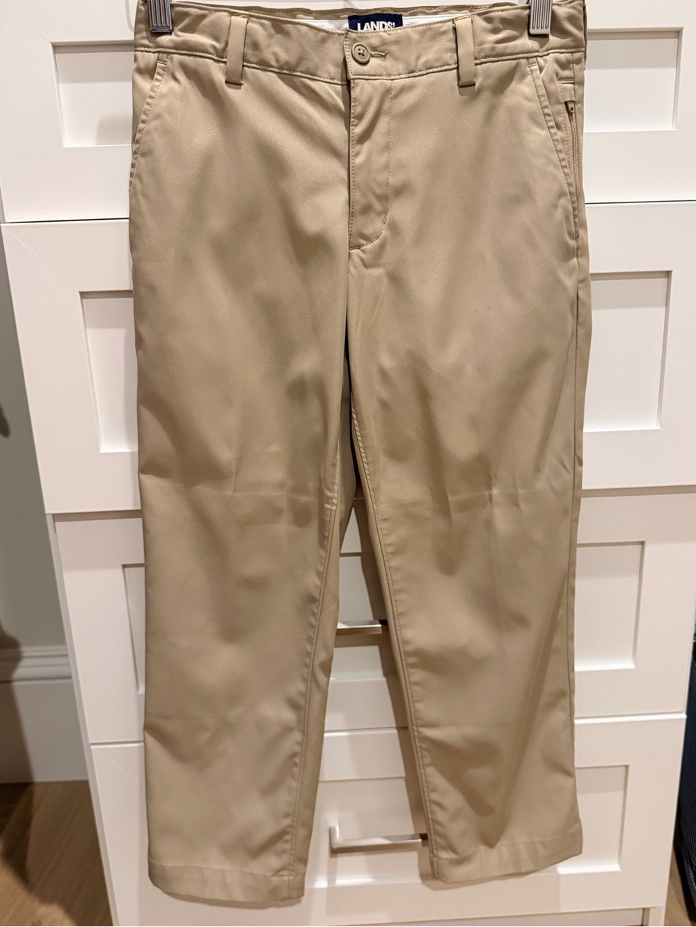 Lands' End Boys Khaki Straight-Fit Pants size 8H